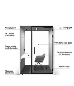 Cabine de bureau privée modulaire pré-assemblée insonorisée moderne OEM/ODM pour hôtels, salons, centres commerciaux-Réunion té<span class=keywords><strong>l</strong></span>éphonique acoustique - Product Image 2