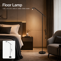 Lámpara de pie con brazo flexible y cuello de cisne, 3.5W, 3 CCT, interruptor para dormitorio, sala de estar, foco lateral para sofá