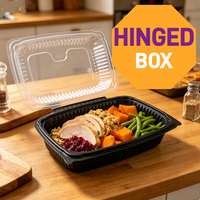 Boîte alimentaire jetable en plastique avec couvercle à charnière inviolable, compatible micro-ondes, pour préparation de repas et plats à emporter, 6, 8, 9, 10 pouces