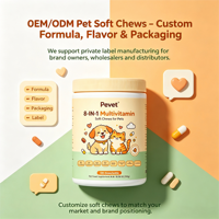 Pevet 8-en-1 Multivitamines à croquer pour chiens : Soutient la peau, le pelage, les articulations, le cœur, la digestion, la santé urinaire, la vision et la santé bucco-dentaire – Stock privé