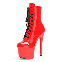 Bottines exotiques à talons de 7 pouces pour femmes, chaussures de danse gothique à lacets de 17cm