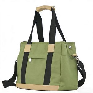 Sac de shopping en toile à fermeture éclair de grande capacité avec logo personnalisé, sac fourre-tout pour femme avec plusieurs poches - Product Image 3