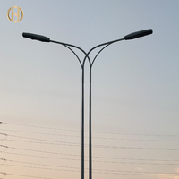 Poste de luz de calle solar de acero galvanizado para exteriores, poste de lámpara de 4m, 5m, 6m, 7m, 8m, 9m, 10m, 12m, brazo Individual Doble