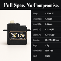 Servomoteur numérique sans balais FFTY 17g à dents en caoutchouc, interface JR pour pièces d'avion RC, voiture télécommandée, bras robotique