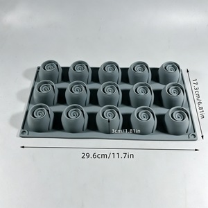 15-Cavity 3D Rose <b>Silicone</b> Mold Food Grade <b>Baking</b> Tool For Cake Decorating - Product Image 2