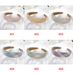 Summer Solid Color Fresh Checked Fabric <strong>Headband</strong> Wide Edge Simple Sweet Hair Accessories Face Pressure Hair Temperament <strong>Headband</strong> - Product Image 5