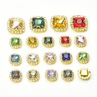 Pierres à griffes en cristal de verre doré de forme carrée à coudre sur des strass pour robe de mariée collier chaussures bijoux accessoires de bricolage