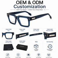Vente en gros de montures de lunettes carrées vintage en acétate épais de qualité supérieure pour hommes, lunettes optiques avec logo personnalisé