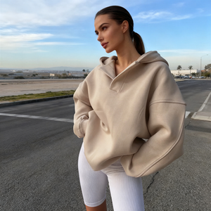 TKAN388 nouveau Style personnalisé luxe polaire sweats à capuche surdimensionnés goutte épaule lâche épais sérigraphie lettres sweats à capuche pour les femmes - Product Image 1