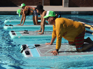 Opblaasbare gymnastiekmat, opvouwbaar, fitness, drijvend aquamat voor zwembad, opblaasbare yogamat op water - Product Image 2