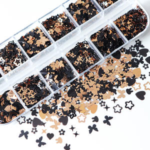 12 cajas de oro negro mariposa conejo amor estrella fiesta belleza maquillaje pestañas postizas arte de uñas adornado lentejuelas - Product Image 2
