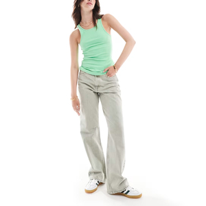 Guangzhou Jwin mujeres 96% viscosa <span class=keywords><strong>4</strong></span>% Spandex acanalado camisetas sin mangas OEM personalizado mujeres Casual sin mangas cuello en <span class=keywords><strong>U</strong></span> Chaleco de moda - Product Image 4