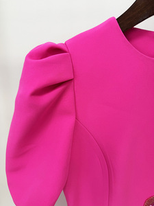 In Stock di pregio lavorazioni con paillettes a <span class=keywords><strong>fiori</strong></span> manica corta o collo a vita da donna per feste abito In tinta unita <span class=keywords><strong>Midi</strong></span> da donna - Product Image 5