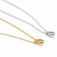Collar de Acero Inoxidable Personalizado con Colgante en Forma de Lágrima, Chapado en Oro y Plata, Cadena Minimalista, Joyería al por Mayor, Regalo de Moda para Mujer