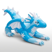 Jouet gonflable géant personnalisé en PVC, Dragon azuré et Dragon ailé bleu et blanc en fourrure, à chevaucher sur l'eau