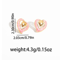 Boucles d'oreilles clous en acier inoxydable multicolores en forme de cœur MW Designer pour femmes, accessoires imperméables pour les oreilles, bijoux tendance