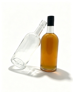 Botella de Vidrio para <span class=keywords><strong>Bourbon</strong></span>, Scotch y Tequila, Personalizable y al por Mayor, Botella Redonda Transparente de Alta <span class=keywords><strong>Calidad</strong></span>, 700ml 750ml - Product Image 3