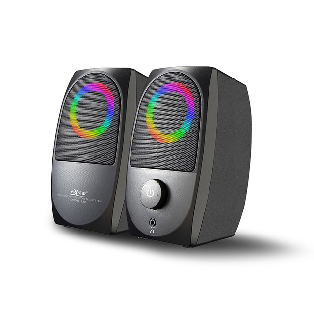 2023 Best Portable Mini Computer Speaker With RGB LED Lighting AC Wired USB Powered for Smartphone Tablet PC Party Use