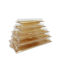 Boîte d'emballage robuste pour confiseries arabes, vente directe usine, plateau doré avec couvercle en PET de qualité alimentaire pour pâtisserie de luxe et baklava