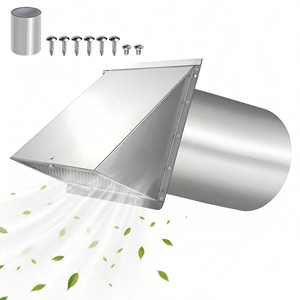 Grille d'aération murale extérieure en acier galvanisé de 4 pouces, design moderne, avec moustiquaire, pour sèche-linge domestique - Product Image 1