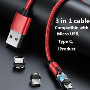 Cable magnético 3 en 1 Cable Usb 3a Carga rápida Tipo C/ILUMINACIóN/micro Multifunción Trenzado Usb Tipo-C Cable DE DATOS Usb Tipo-c - Product Image 3
