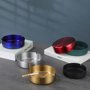 Cendrier de Table Rond Classique en Acier Inoxydable Cendrier Portable en Métal Argenté pour Fumeur - Product Image 3