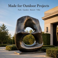 Sculpture abstraite en bronze style Henry Moore, statue de jardin ovale à double ouverture, art moderne extérieur pour parc et villa