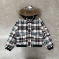 Manteau d'hiver à capuche en toile 100 % coton à carreaux vintage OEM, coupe-vent 480 g/m², haute qualité, boutonné sur le devant, style streetwear et moto