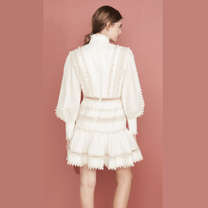 Lancai automne nouvelles femmes mode bohème doux coton manches longues bouffantes col haut tenue décontractée - Product Image 5