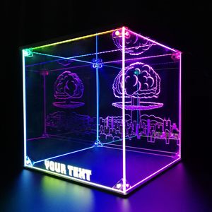 Wholesale Custom Size Factory Wholesale Clear Acrylic RGB LED Engraved Light <strong>Figurine</strong> Toy Storage Showcase Display <strong>Stand</strong> - Product Image 6