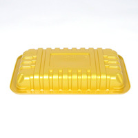 Plateaux d'emballage rectangulaires carrés en polypropylène de couleur dorée pour fruits de mer, fabriqués en Chine