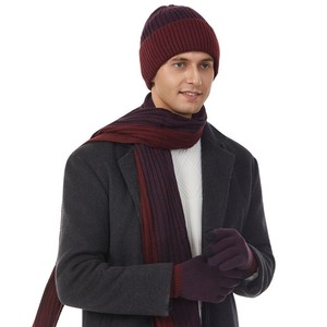 Ensemble bonnet, écharpe et gants tricotés pour hommes et femmes, ensemble trois pièces en fibre acrylique épaisse et chaude pour l'automne et l'hiver, unisexe pour adultes - Product Image 2