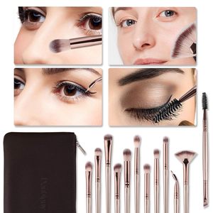 <span class=keywords><strong>Daubigny</strong></span> – Ensemble de 12 pinceaux de maquillage professionnels en fibres synthétiques pour le visage et les yeux, couleur champagne, pour fard à paupières, sourcils et liquides, à tête plate - Product Image 2
