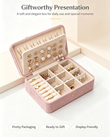 Boîte à bijoux portable en velours, double couche, compartimentée, pour voyage, maison, coiffeuse, rangement de bijoux