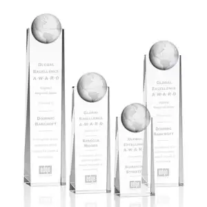 Custom Business Gift Crystal Glass Trophy Globe Excellence Award