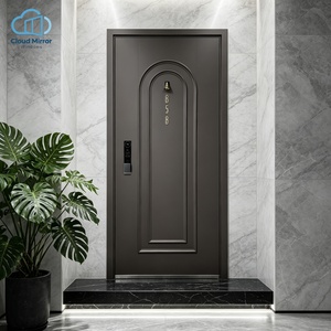 <span class=keywords><strong>Porte</strong></span> d'entrée <span class=keywords><strong>blindée</strong></span> à <span class=keywords><strong>double</strong></span> battant à grain vertical tridimensionnel avec poignée dissimulée pour résidence moderne - Product Image 3