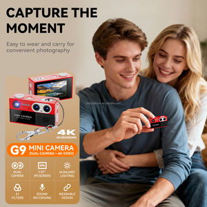 <span class=keywords><strong>Mini</strong></span> caméra portable populaire G9 à double objectif 4K HD 5MP avec filtres intégrés pour étudiants, enfants et jeunes - Product Image 4