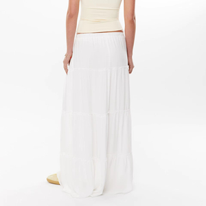 Runwaylover R489 <strong>White</strong> Long Cake <strong>Maxi</strong> <strong>Skirt</strong> - Product Image 2