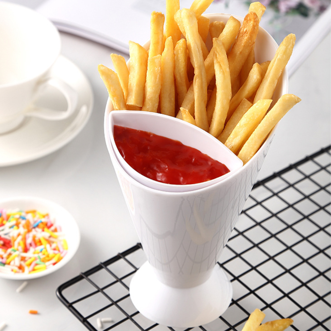 Chip Dip Serving Cup Plastic holder with Sauce Compartment, Round Serving  Dish Sushi Plates, Small Dip Tray