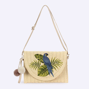 Mode indienne Style bohème été plage enveloppe tissé paille pochette personnalisé mignon <span class=keywords><strong>banane</strong></span> impression petit <span class=keywords><strong>carré</strong></span> <span class=keywords><strong>sac</strong></span> à bandoulière - Product Image 2