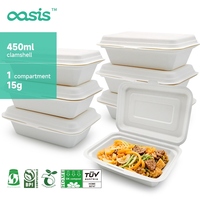 À la mode 450ml jetable canne à sucre bagasse biodégradable à clapet boîte à lunch compostable option à emporter
