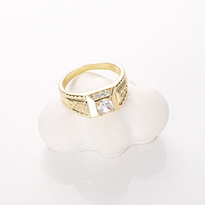 Bijoux fantaisie vente en gros <span class=keywords><strong>de</strong></span> cuivre laiton zircone diamant mariage fiançailles anillo 14k plaqué or homme garçons bagues pour hommes - Product Image 1