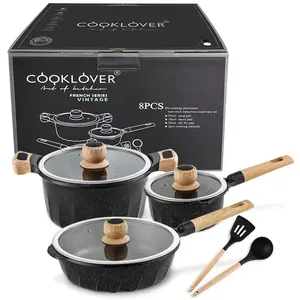 Cooklover Gana Alumínio Granito Cooking Pots Conjunto Panelas