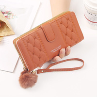 Dompet panjang wanita kulit Pu tempat kartu kapasitas besar pengait ritsleting dompet koin Multi Organizer kartu tas tangan ponsel