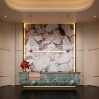 Revêtement mural de luxe en pierre frittée aspect marbre pour salon et hall d'entrée, 3 motifs continus, surface douce, design minimaliste, personnalisable