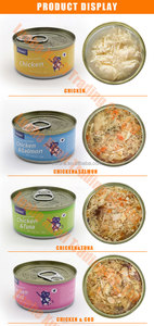Fábrica OEM/ODM Adultos Gatos y Perros Jóvenes Comida húmeda Varios sabores Pollo Atún <span class=keywords><strong>en</strong></span> grano Paquete Grapa Comida húmeda para mascotas - Product Image 4