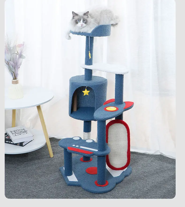 Cartoon Cute Villa 1 Pet Toy Cat Tree Large Cat Jumping Platform Sisal Cat Scratching Post Pet Tree