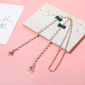 Multi Colored <b>Bow</b> Pearl Chain Eyeglasses Mask Pendant Chain 70cm Fashionable Childrens Accessory Metal Swivel Clip - Product Image 5
