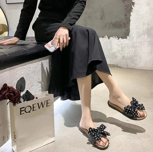 Chaussons pour femmes, sandales d'été, chaussures plates décontractées, nœud papillon, chaussures d'été décontractées pour femmes, tongs plates - Product Image 4