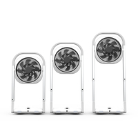 Ventilateur sur pied numérique à angle réglable, télécommandé, en plastique, pour circulation d'air, utilisation extérieure, domestique, hôtelière, pour camping-car, pliable et télescopique